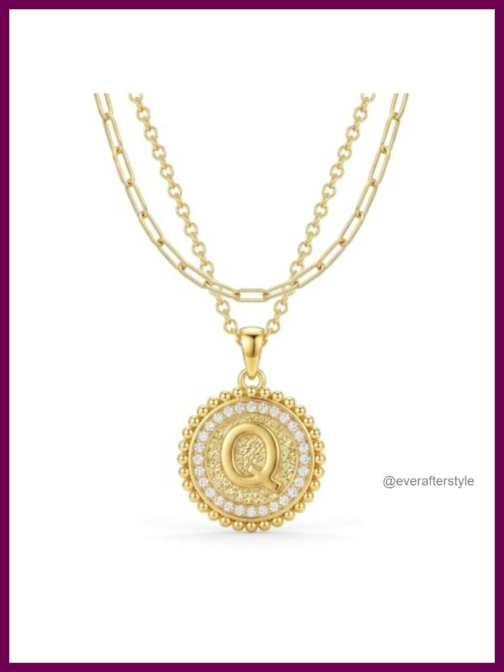 Layered Initial Necklace 14K Gold Paperclip Cable Chain Hypoallergenic Gift
